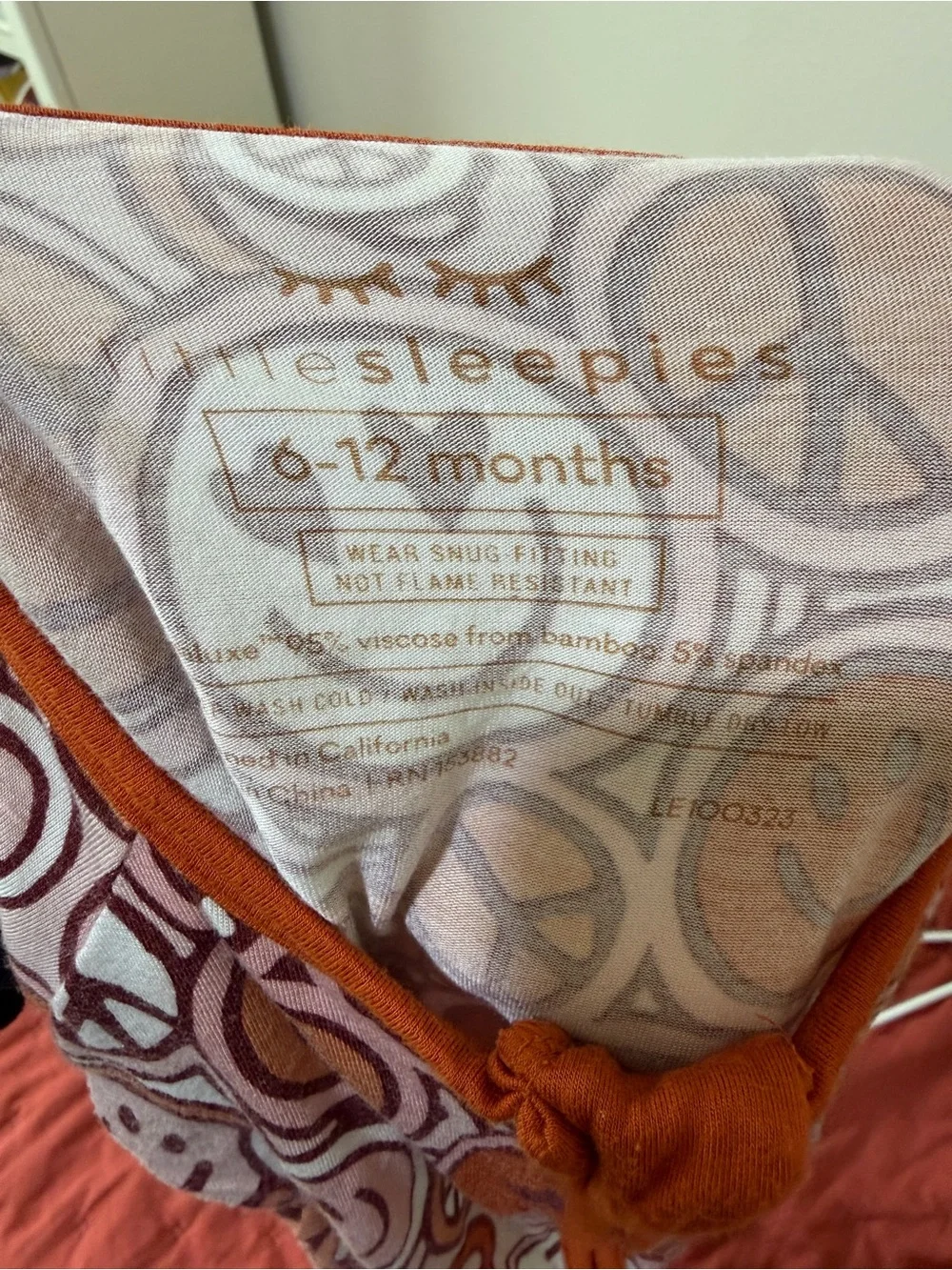 Little Sleepies Rust & Pink Smiley Peace Sign Footie Pajamas